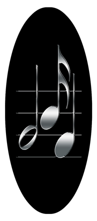 Silver Music Notes Black
